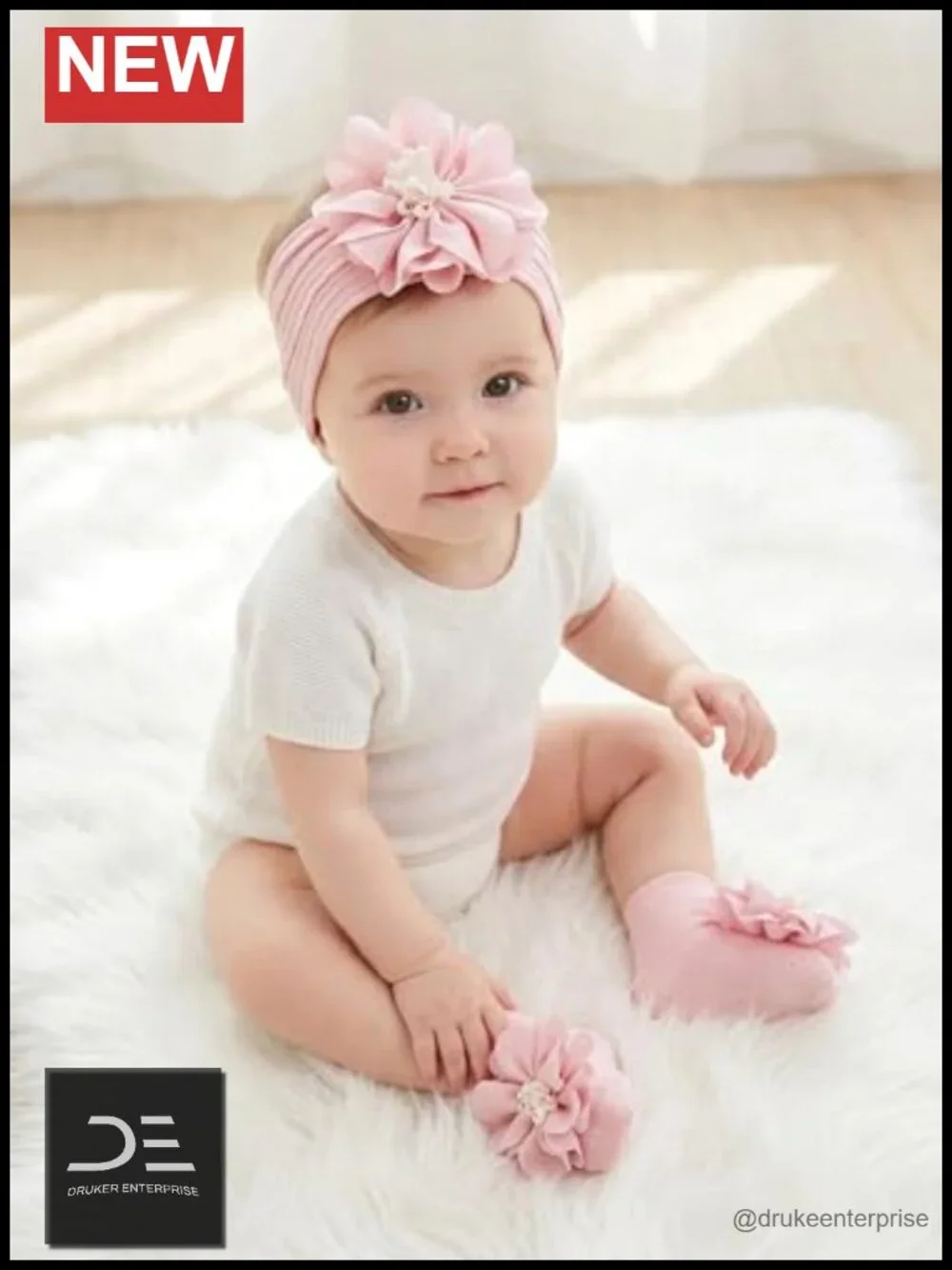 Baby Girls Lace Headband and Socks Set (0-6M) Photo Prop